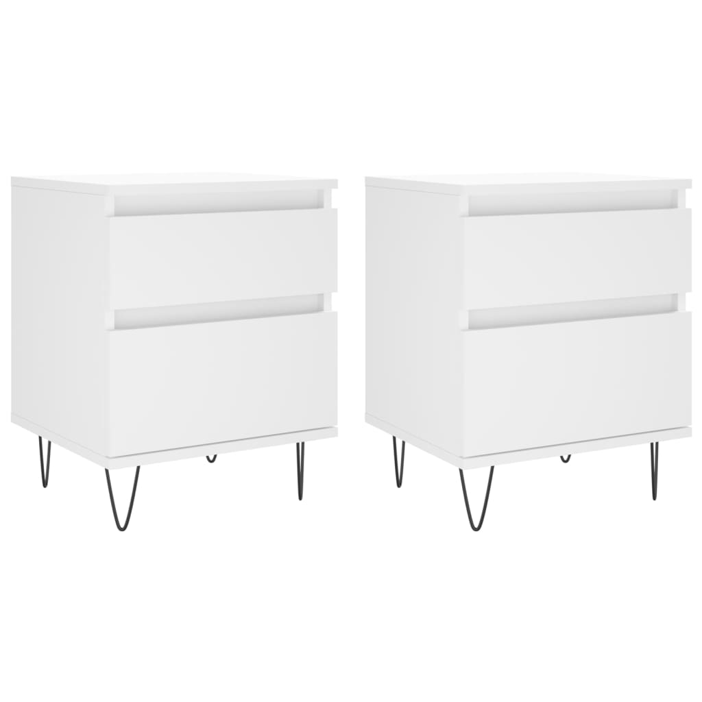 Bedside Cabinets 2 pcs White 40x35x50 cm Engineered Wood