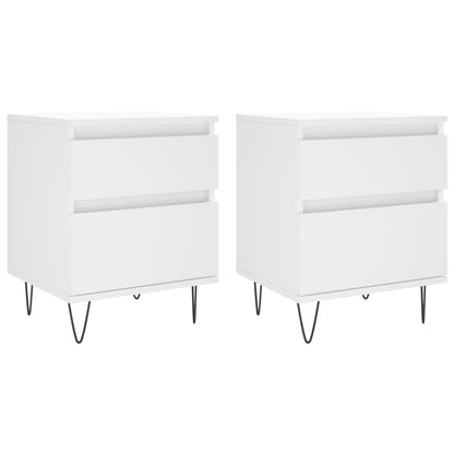 Bedside Cabinets 2 pcs White 40x35x50 cm Engineered Wood