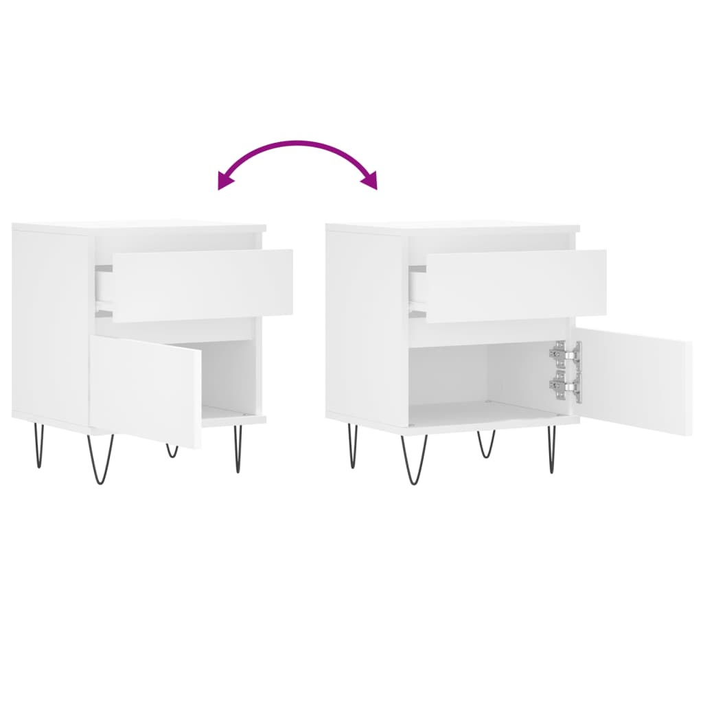 Bedside Cabinets 2 pcs White 40x35x50 cm Engineered Wood