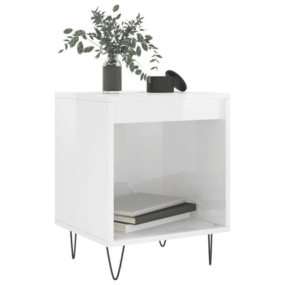 Bedside Cabinet High Gloss White 40x35x50 cm Engineered Wood