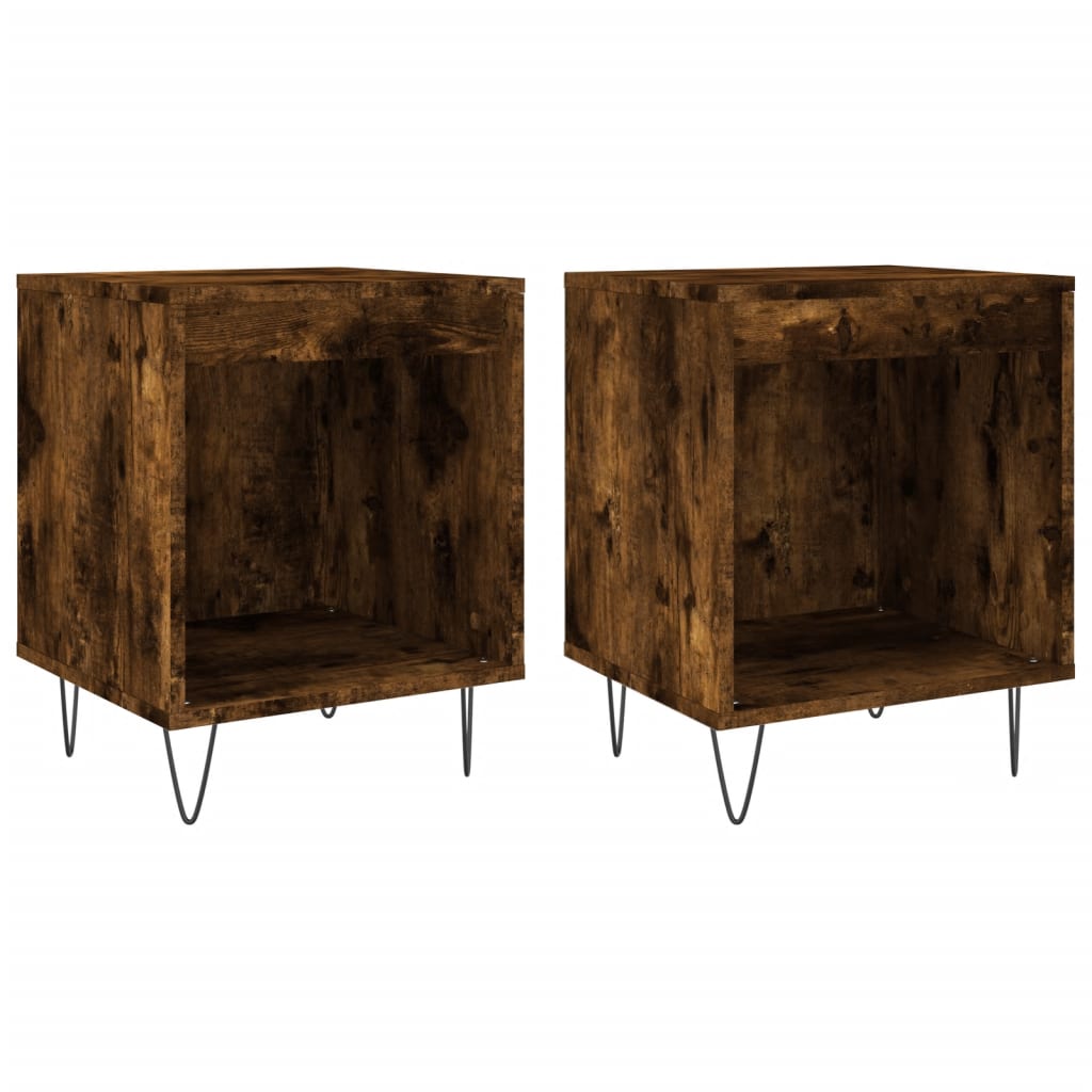 Bedside Cabinets 2 pcs Smoked Oak 40x35x50 cm Engineered Wood