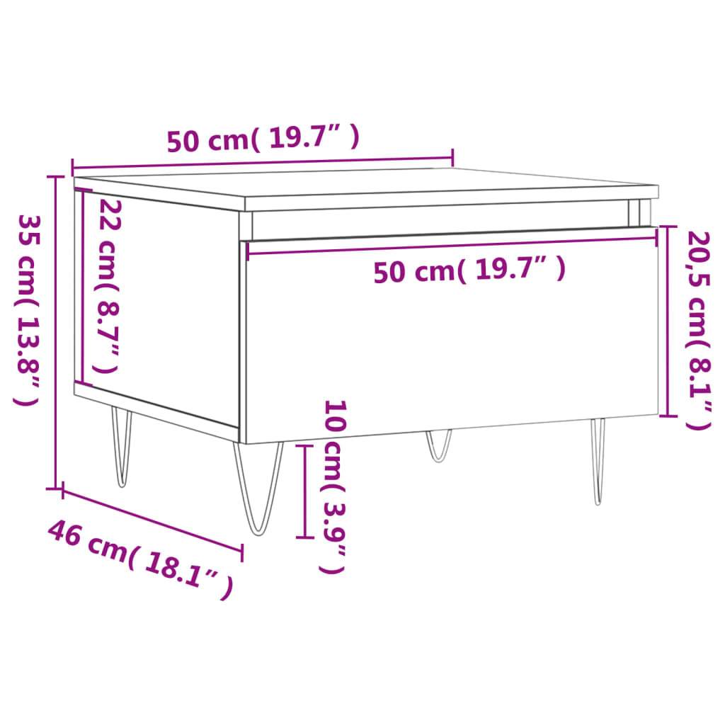 Coffee Table Grey Sonoma 50x46x35 cm Engineered Wood