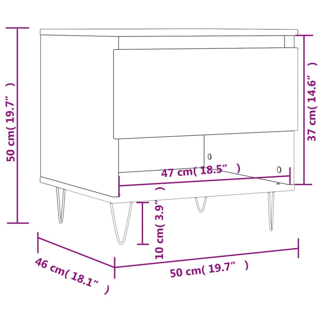 Coffee Table High Gloss White 50x46x50 cm Engineered Wood