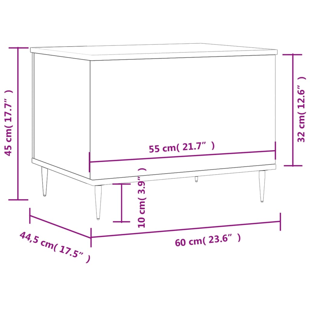 Coffee Table High Gloss White 60x44.5x45 cm Engineered Wood