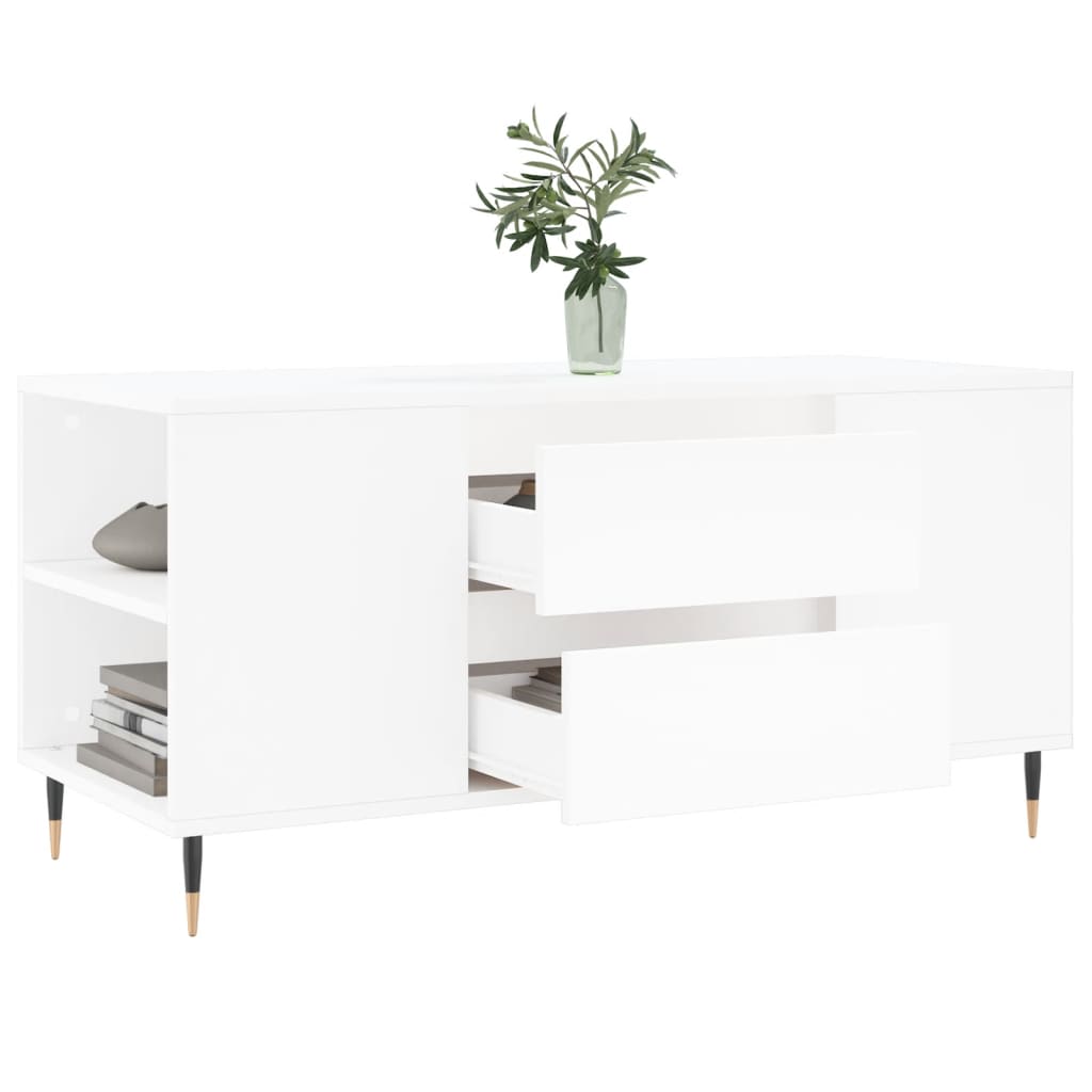 Coffee Table White 102x44.5x50 cm Engineered Wood