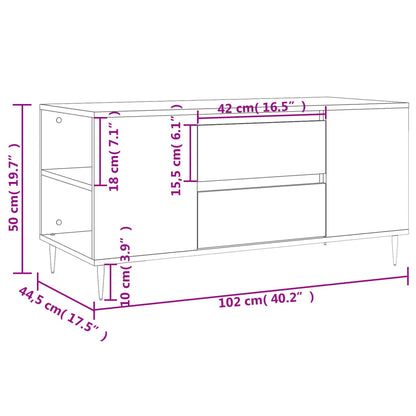 Coffee Table White 102x44.5x50 cm Engineered Wood