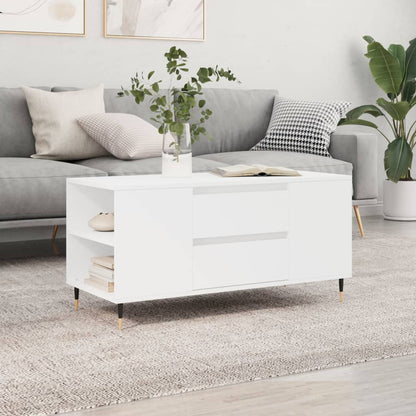 Coffee Table White 102x44.5x50 cm Engineered Wood