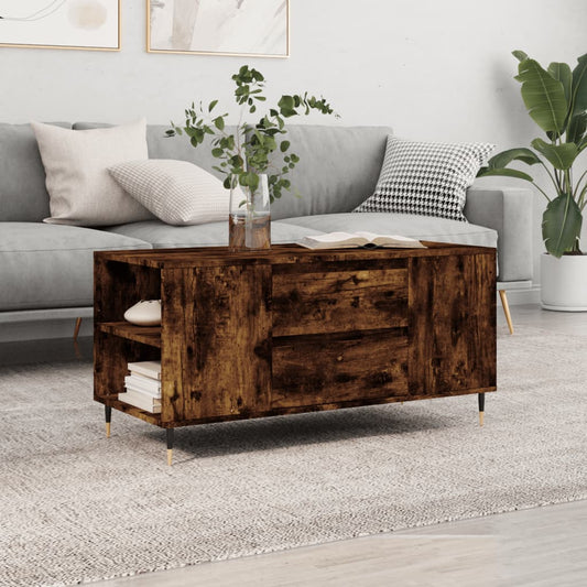 Coffee Table Smoked Oak 102x44.5x50 cm Engineered Wood