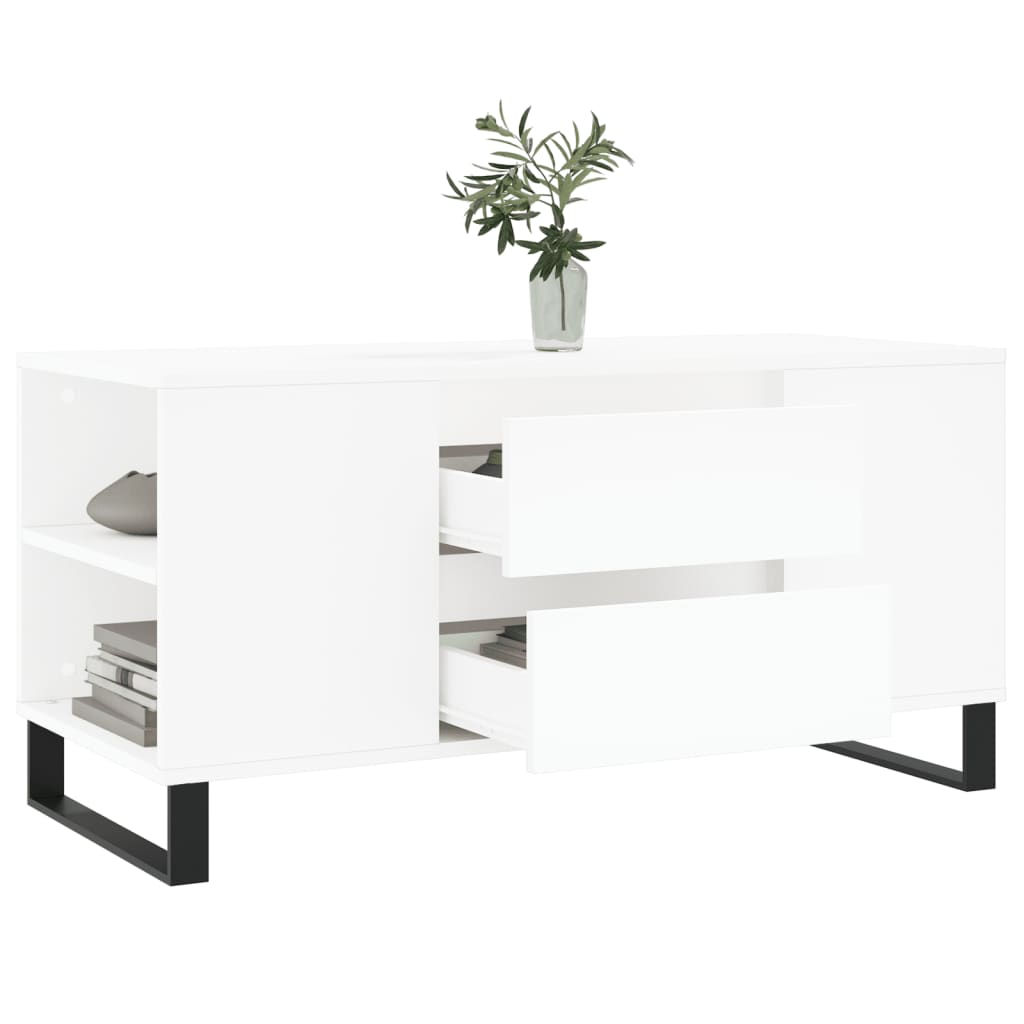 Coffee Table White 102x44.5x50 cm Engineered Wood