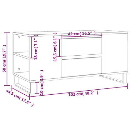 Coffee Table White 102x44.5x50 cm Engineered Wood