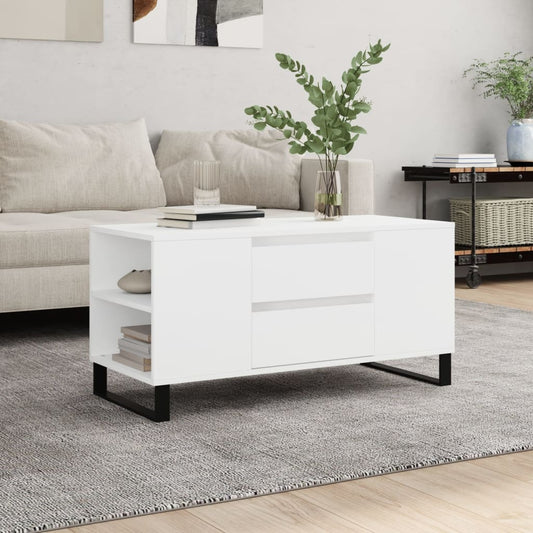 Coffee Table White 102x44.5x50 cm Engineered Wood