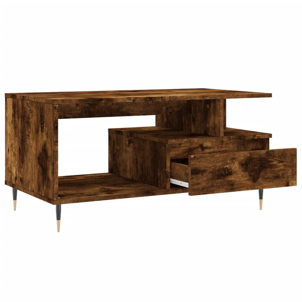 Coffee Table Smoked Oak 90x49x45 cm Engineered Wood