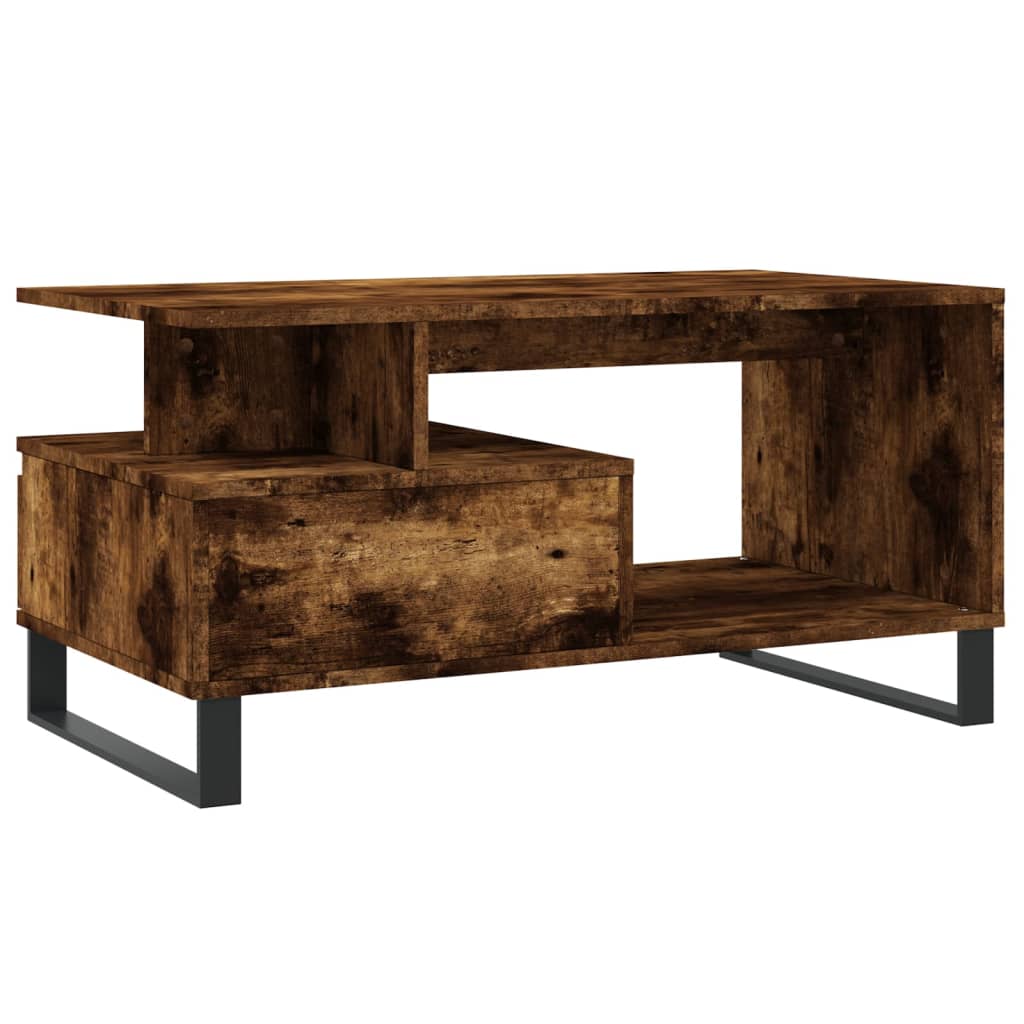 Coffee Table Smoked Oak 90x49x45 cm Engineered Wood