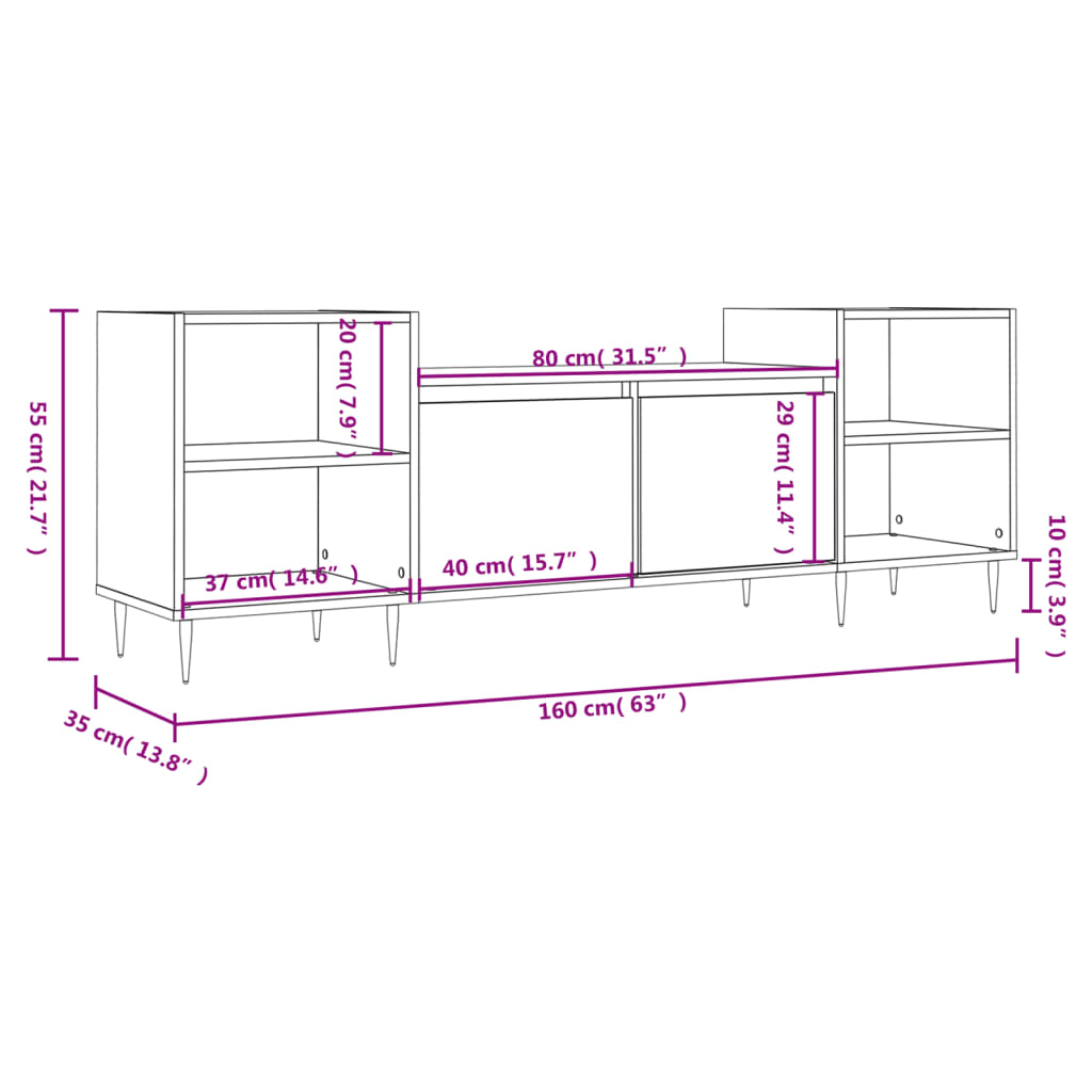 TV Cabinet Sonoma Oak 160x35x55 cm Engineered Wood