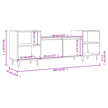 TV Cabinet Black 160x35x55 cm Engineered Wood