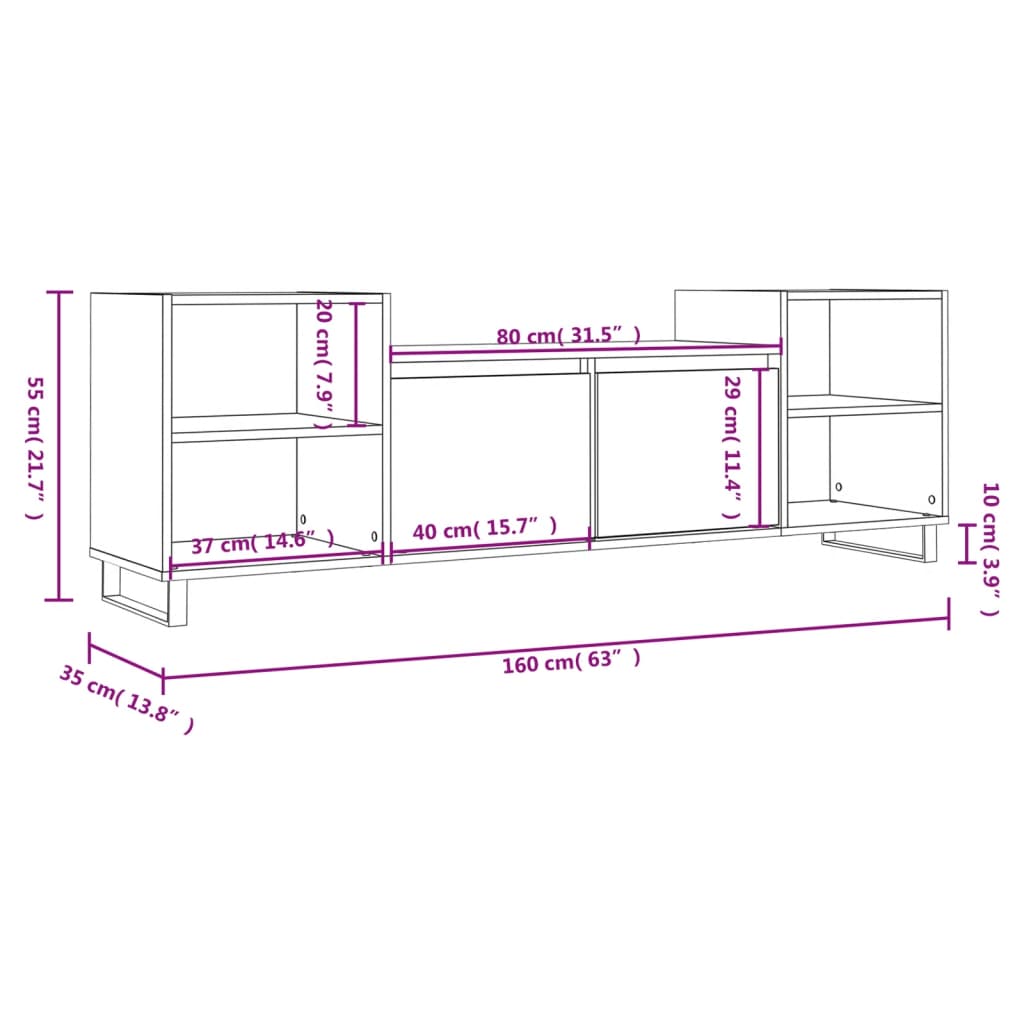 TV Cabinet White 160x35x55 cm Engineered Wood