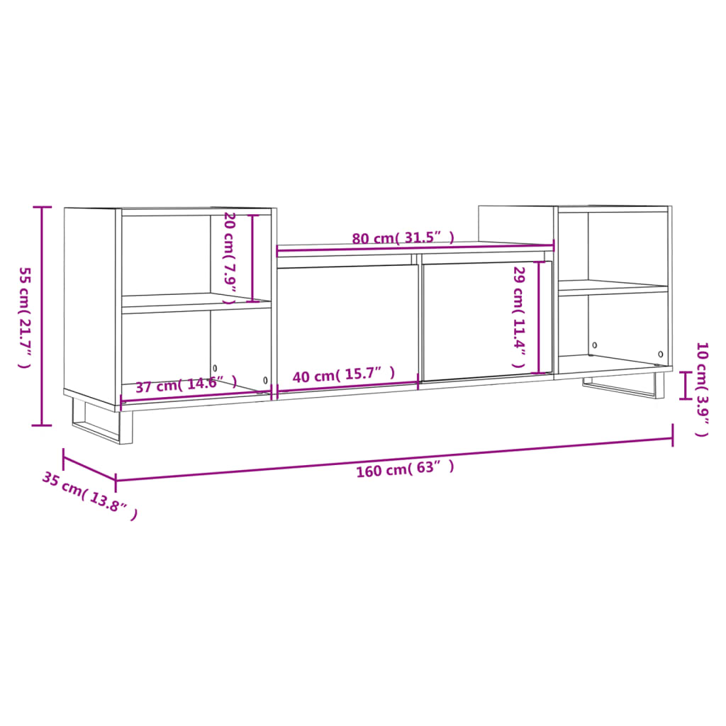 TV Cabinet Sonoma Oak 160x35x55 cm Engineered Wood