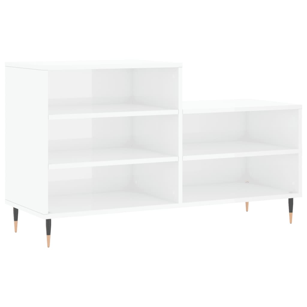 Shoe Cabinet High Gloss White 102x36x60 cm Engineered Wood