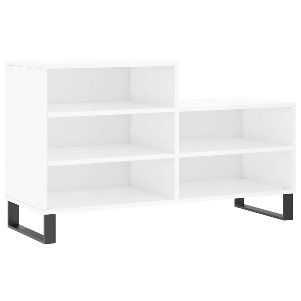 Shoe Cabinet High Gloss White 102x36x60 cm Engineered Wood