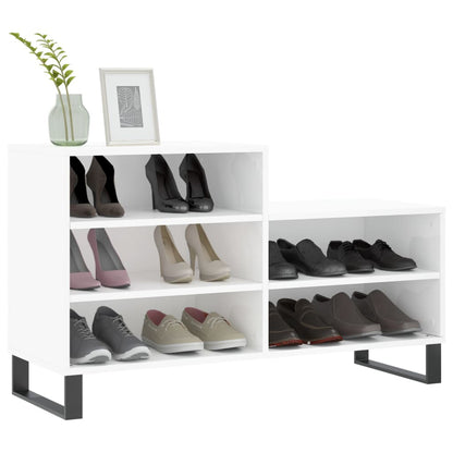 Shoe Cabinet High Gloss White 102x36x60 cm Engineered Wood