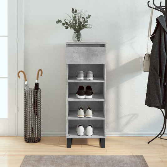 Shoe Cabinet Concrete Grey 40x36x105 cm Engineered Wood