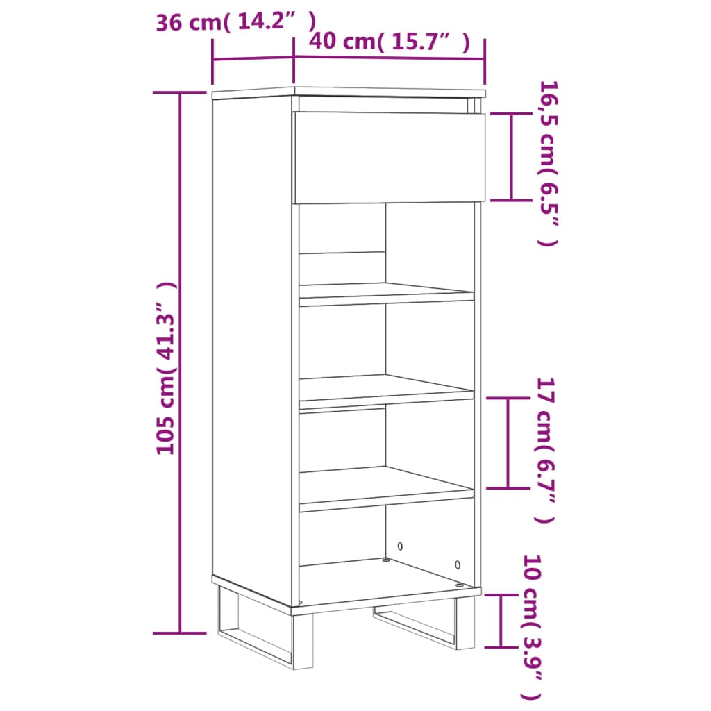 Shoe Cabinet Brown Oak 40x36x105 cm Engineered Wood