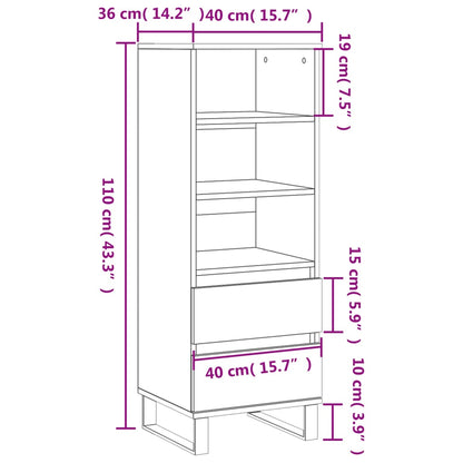 Highboard White 40x36x110 cm Engineered Wood