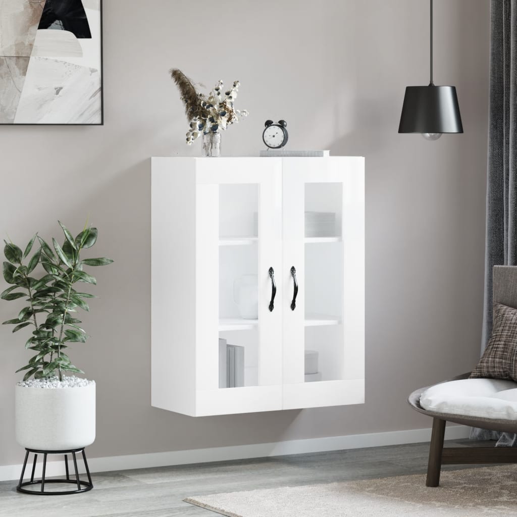 Wall Mounted Cabinet High Gloss White 69.5x34x90 cm Engineered Wood