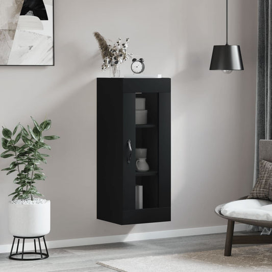 Wall Mounted Cabinet Black 34.5x34x90 cm