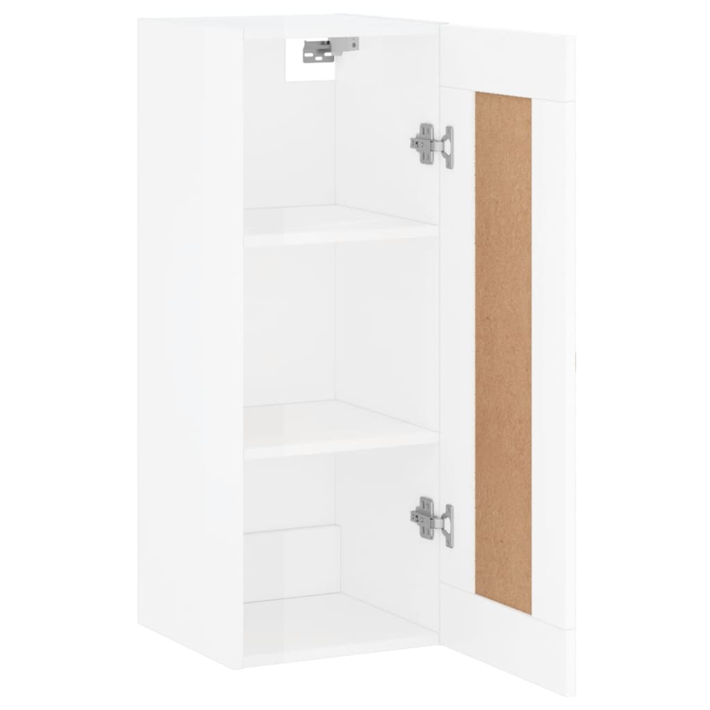 Wall Mounted Cabinet High Gloss White 34.5x34x90 cm Engineered Wood