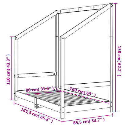 Kids Bed Frame White 80x160 cm Solid Wood Pine