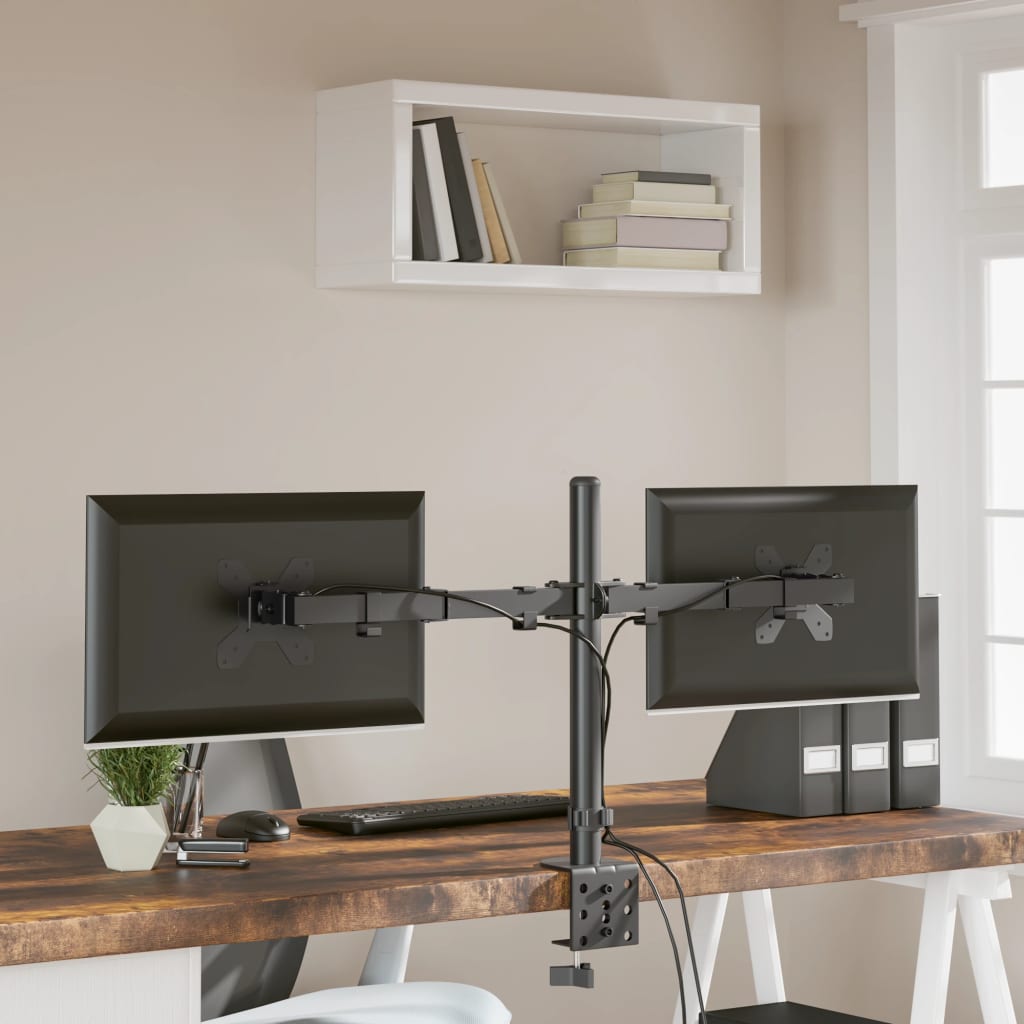 Dual Monitor Stand Black Steel VESA 75/100 mm