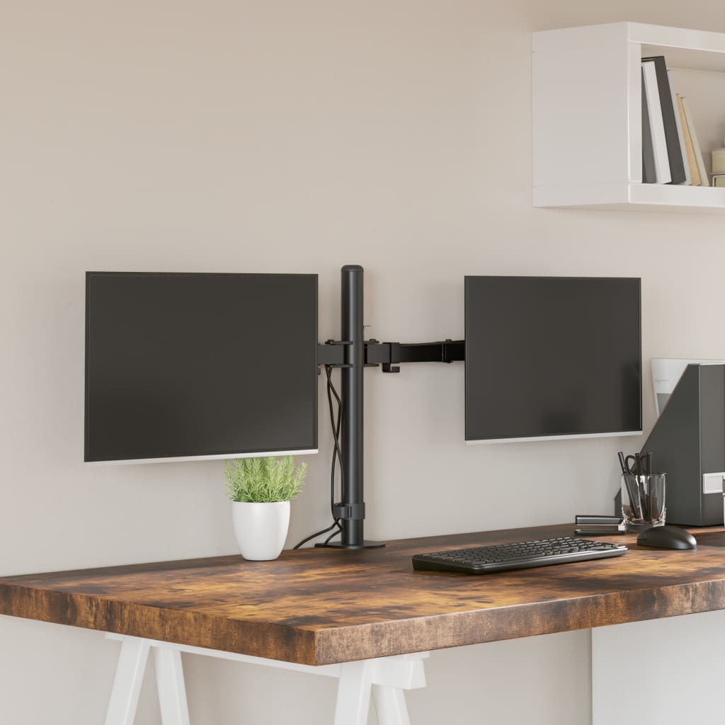 Dual Monitor Stand Black Steel VESA 75/100 mm