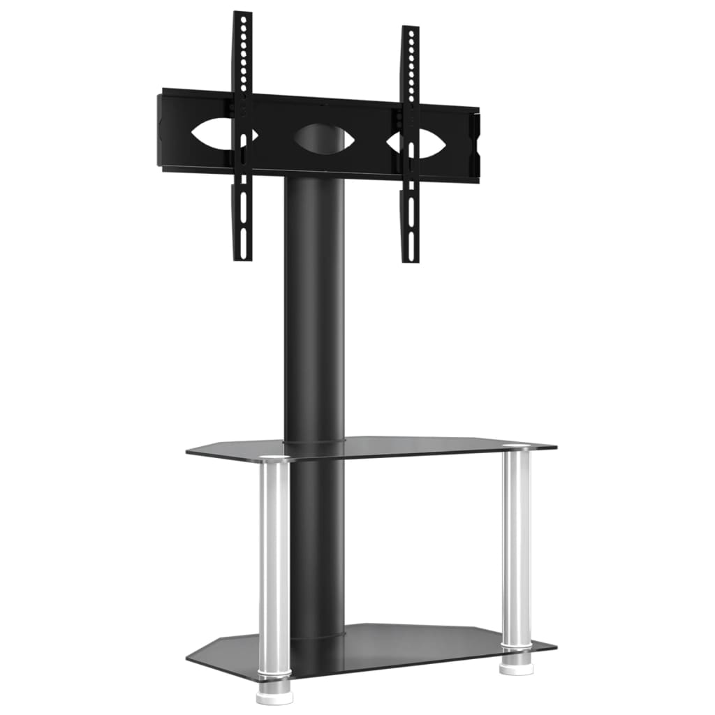 Corner TV Stand 2-Tiers for 32-70 Inch Black and Silver