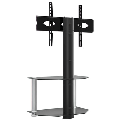 Corner TV Stand 2-Tiers for 32-70 Inch Black and Silver