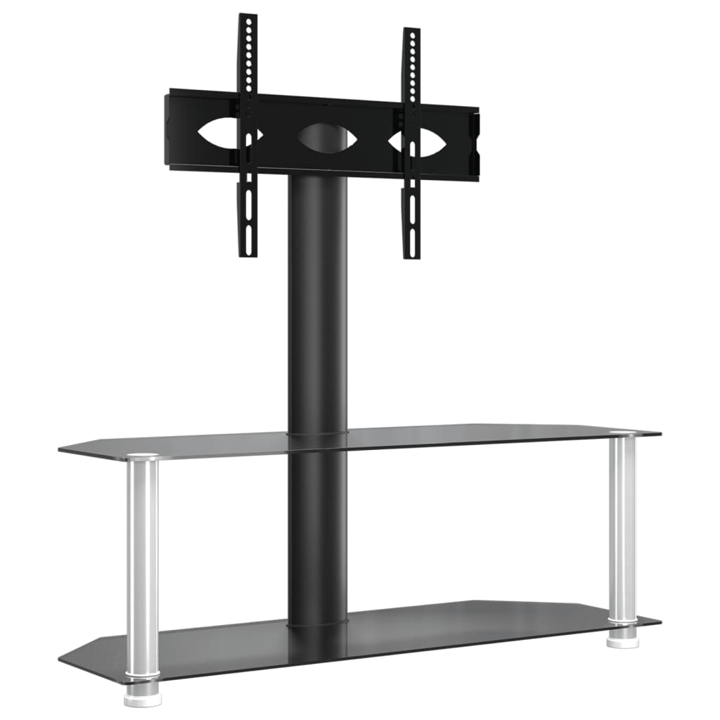 Corner TV Stand 2-Tiers for 32-70 Inch Black and Silver