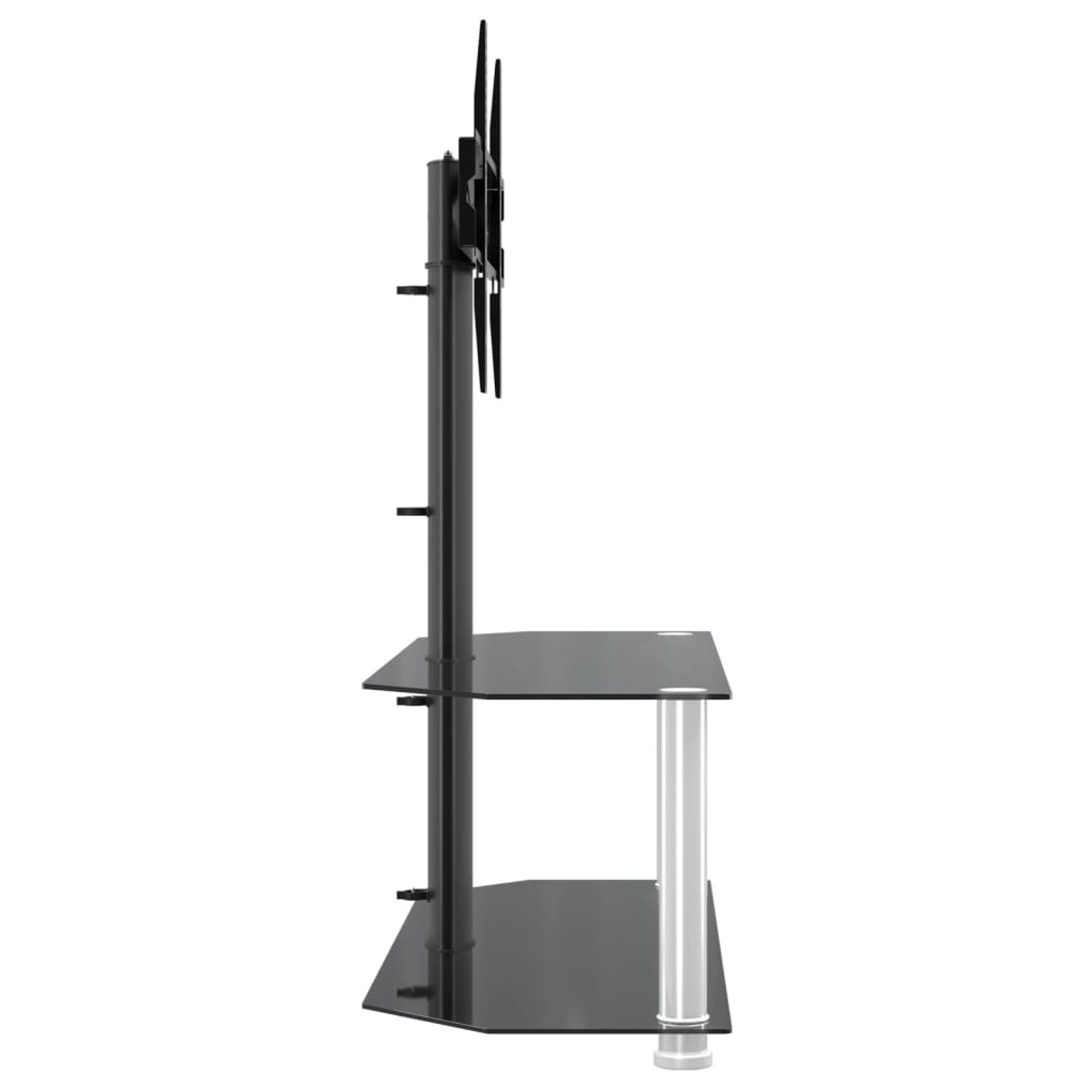 Corner TV Stand 2-Tiers for 32-70 Inch Black and Silver