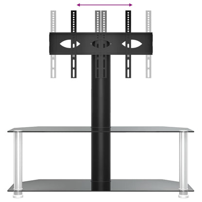 Corner TV Stand 2-Tiers for 32-70 Inch Black and Silver