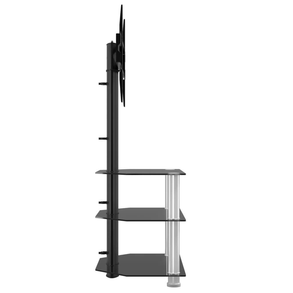 Corner TV Stand 3-Tiers for 32-70 Inch Black and Silver