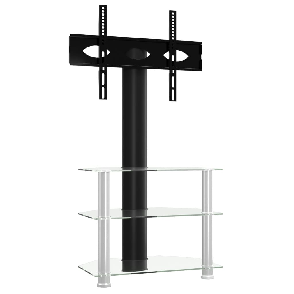 Corner TV Stand 3-Tiers for 32-70 Inch Black and Silver