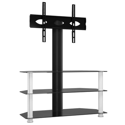 Corner TV Stand 3-Tiers for 32-70 Inch Black and Silver