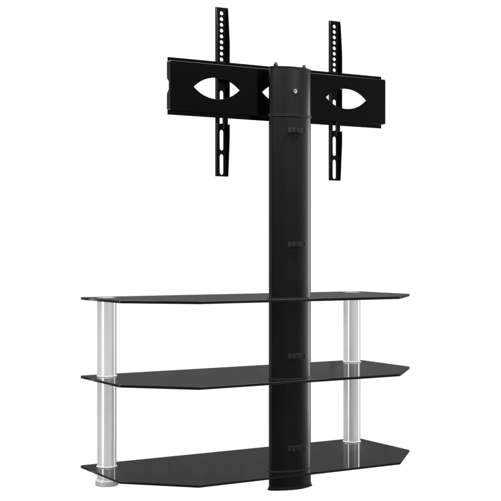 Corner TV Stand 3-Tiers for 32-70 Inch Black and Silver