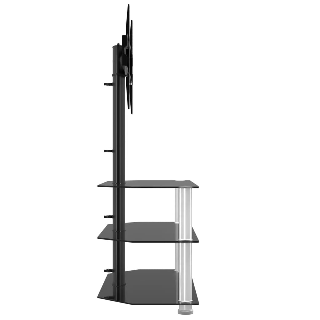 Corner TV Stand 3-Tiers for 32-70 Inch Black and Silver