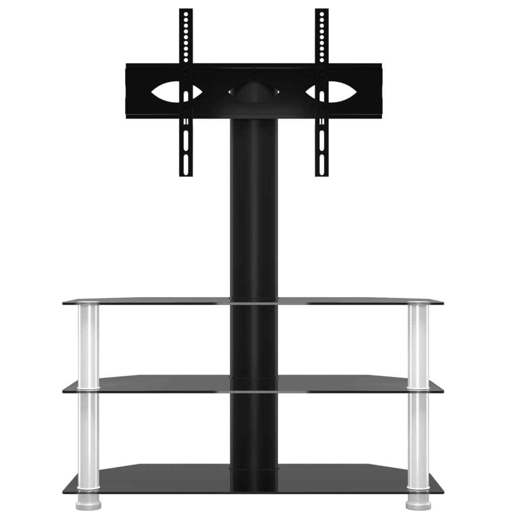 Corner TV Stand 3-Tiers for 32-70 Inch Black and Silver