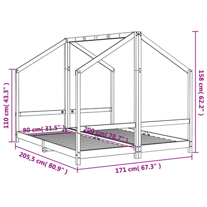 Kids Bed Frame 2x(80x200) cm Solid Wood Pine