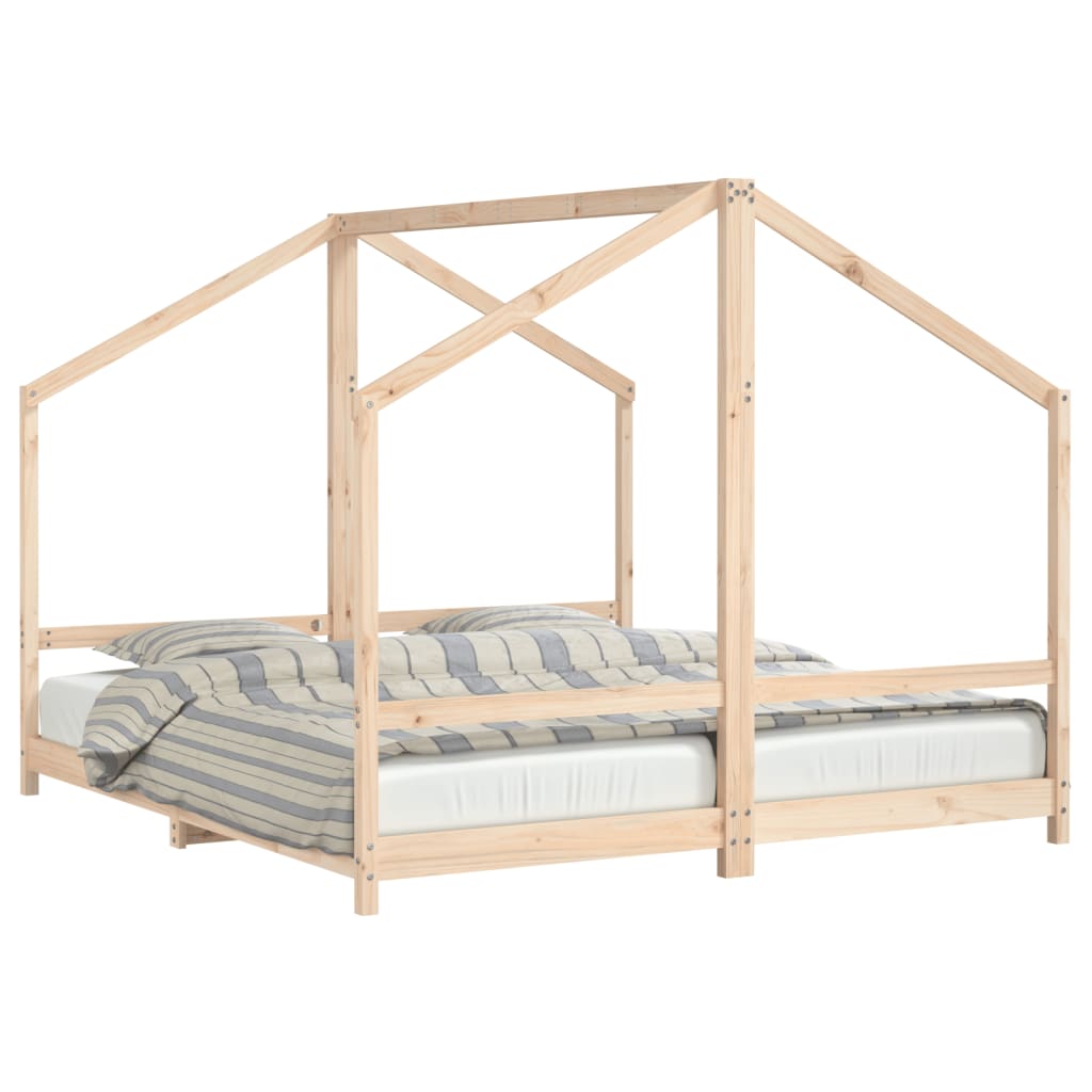 Kids Bed Frame 2x(90x200) cm Solid Wood Pine