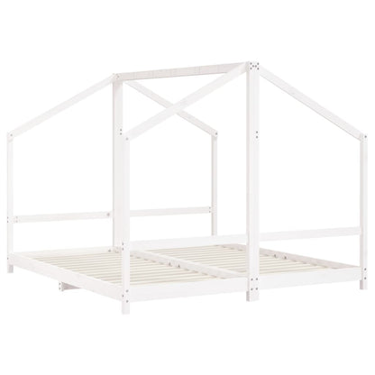 Kids Bed Frame White 2x(90x200) cm Solid Wood Pine