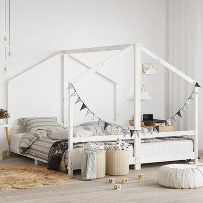 Kids Bed Frame White 2x(90x200) cm Solid Wood Pine