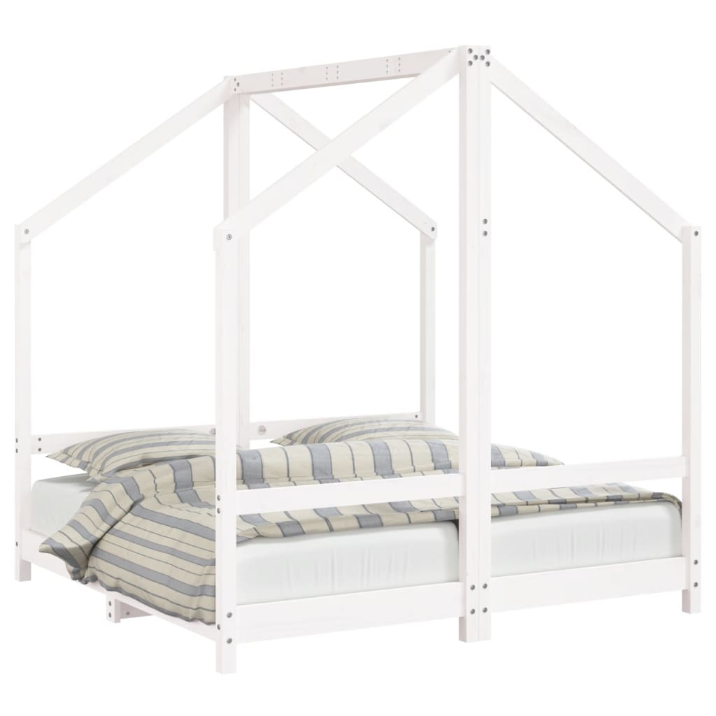 Kids Bed Frame White 2x(70x140) cm Solid Wood Pine