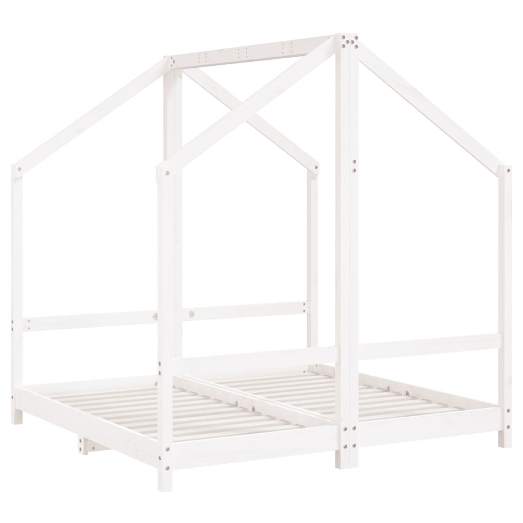 Kids Bed Frame White 2x(70x140) cm Solid Wood Pine